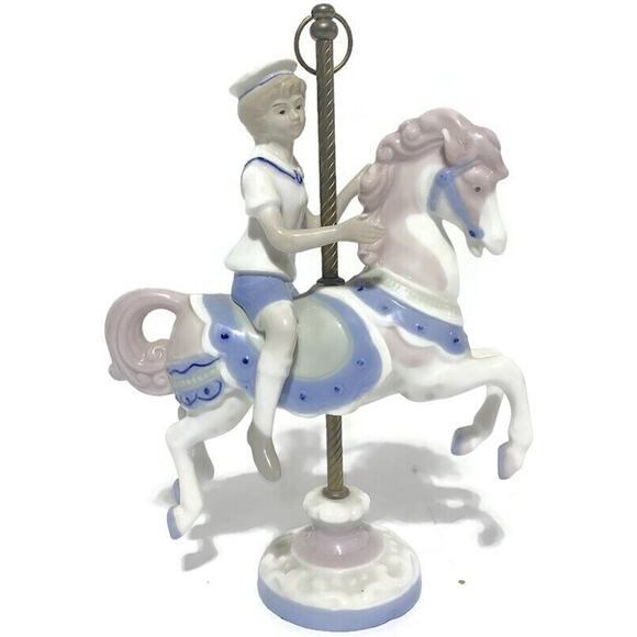 Paul Sebastian Sailor Child On Merry Go Round Horse Figurine Vintage 1990 8.5" - Picture 1 of 10